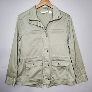L.L. Bean Womens Small Sage Green Utility Field Jacket Full Zip Snap Front